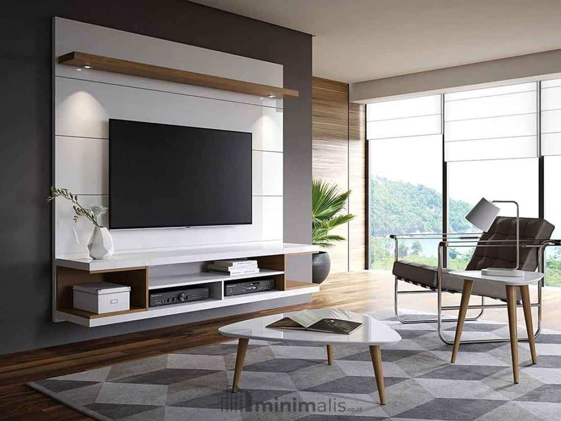 model ruang tv minimalis modern ketinggian tv