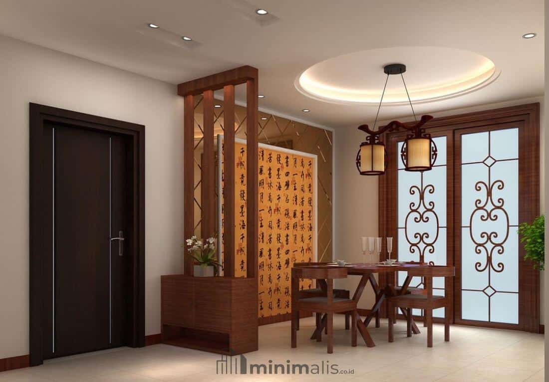 sekat ruang tamu minimalis modern dari kayu