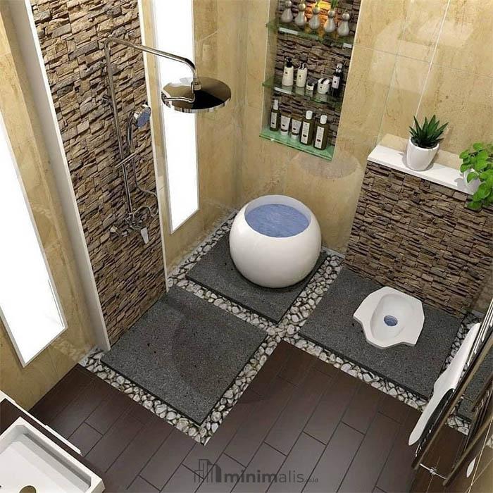 desain kamar mandi minimalis kloset jongkok tanpa bak mandi