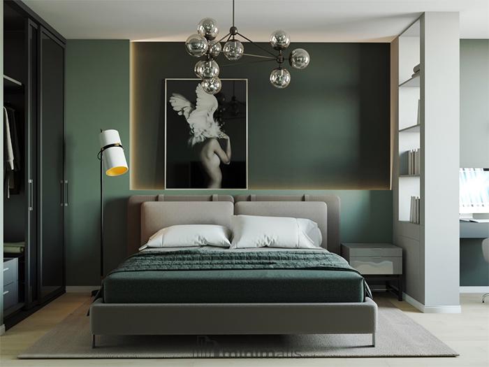 inspirasi kamar tidur hijau