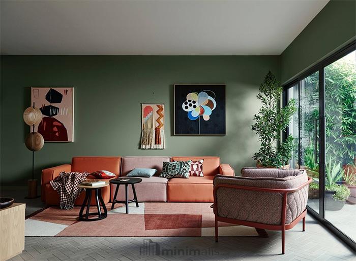 inspirasi ruang tamu warna hijau