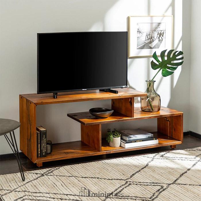 lemari tv minimalis modern kayu jati