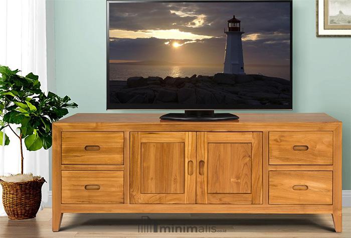 model lemari tv minimalis kayu jati