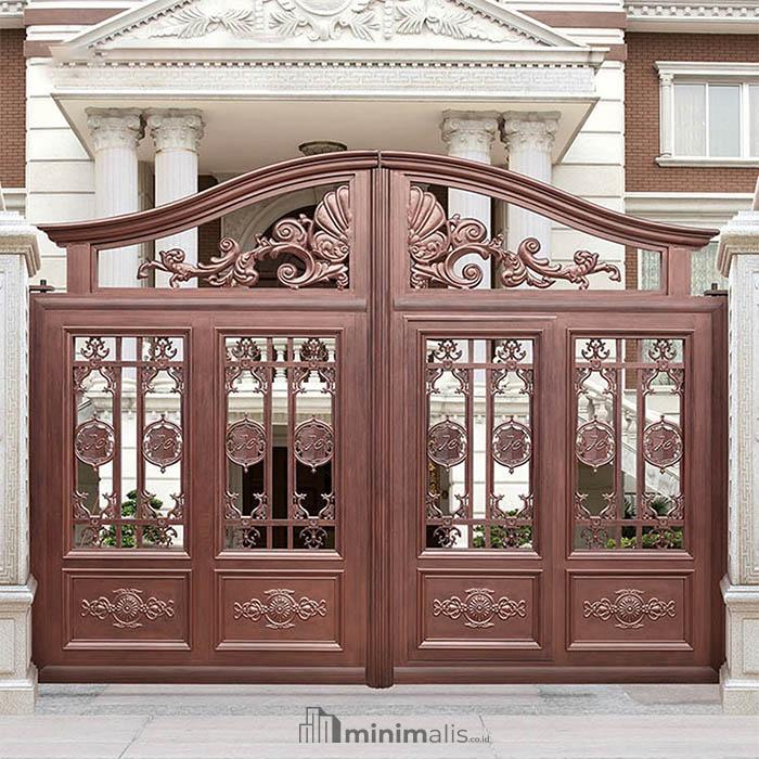 pintu pagar minimalis motif kayu