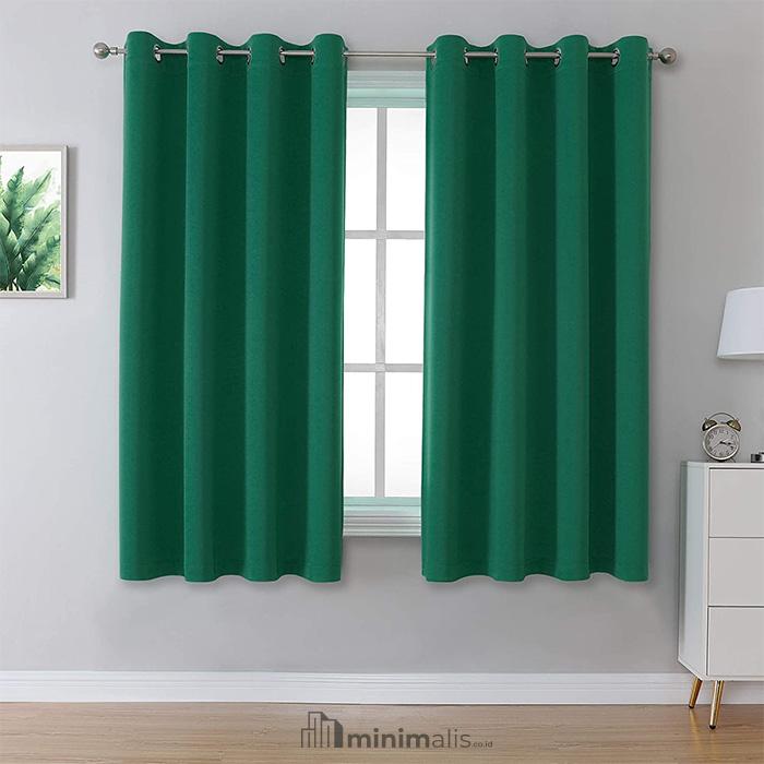 gorden jendela minimalis warna hijau