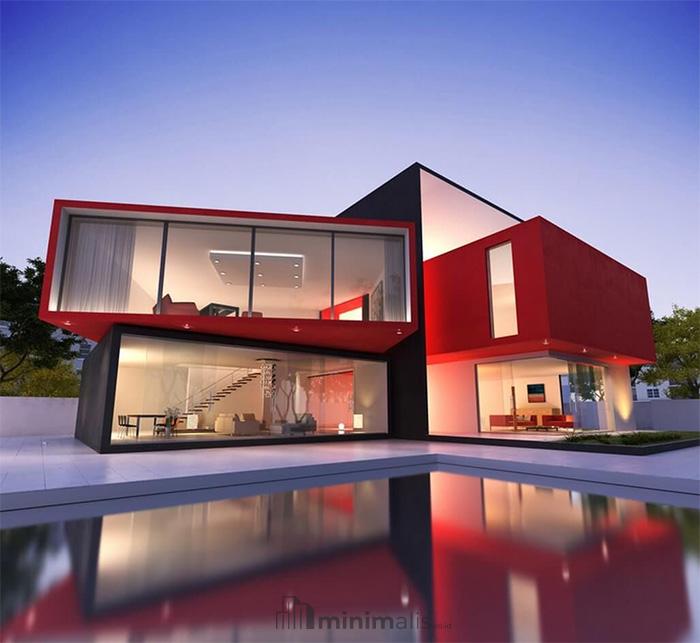 inspirasi rumah warna merah