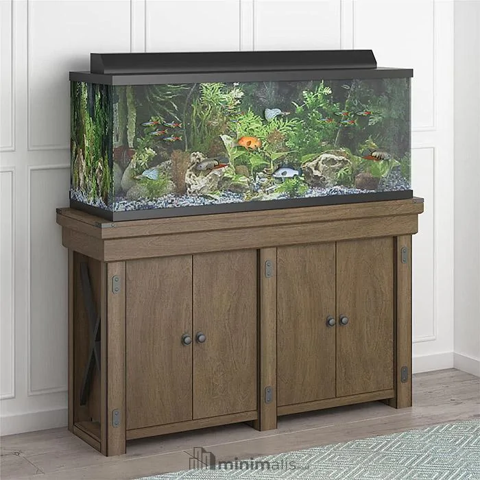 meja aquarium minimalis dari kayu
