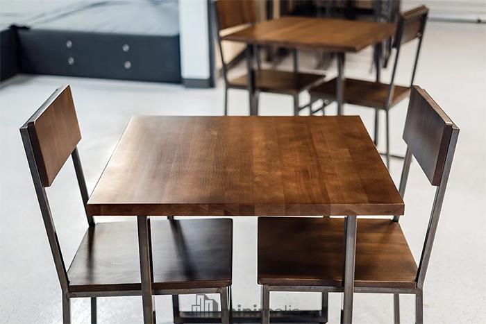 meja kayu minimalis cafe