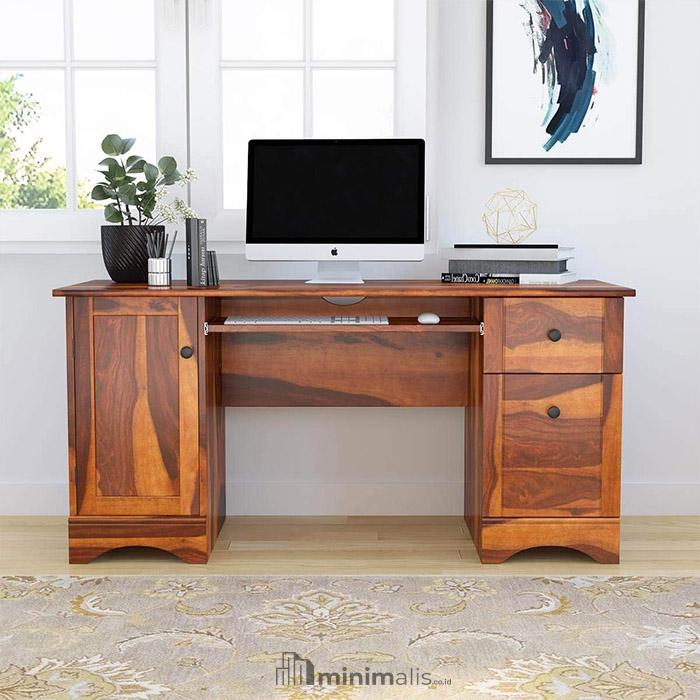 meja komputer minimalis kayu