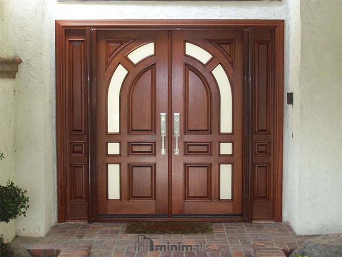 pintu kupu tarung minimalis kayu jati