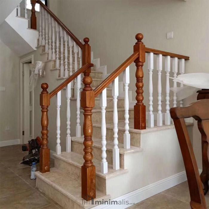 railing tangga minimalis unik kayu