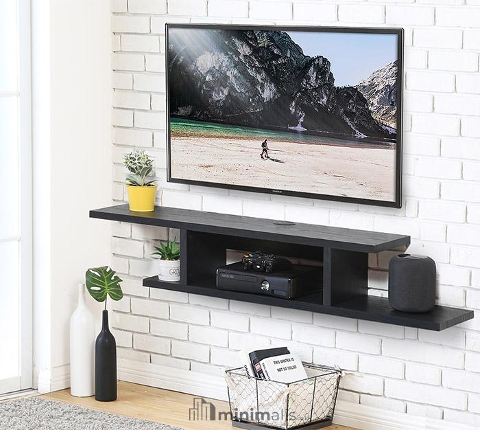 rak tv minimalis modern hitam putih